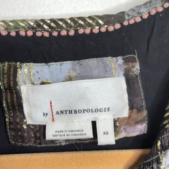 ANTHROPOLOGIE Blair Shimmer Maxi Dress Golden Bronze Brown Multi {KK41} - Picture 8 of 9